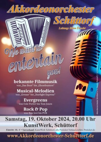 Plakat Konzert We Want to entertain you im Kunstwerk Schüttorf 2024
