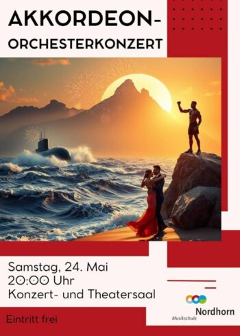 Plakat Gemeinschaftskonzert Akkordeonorchester Nordhorn im KTS Nordhorn 2025